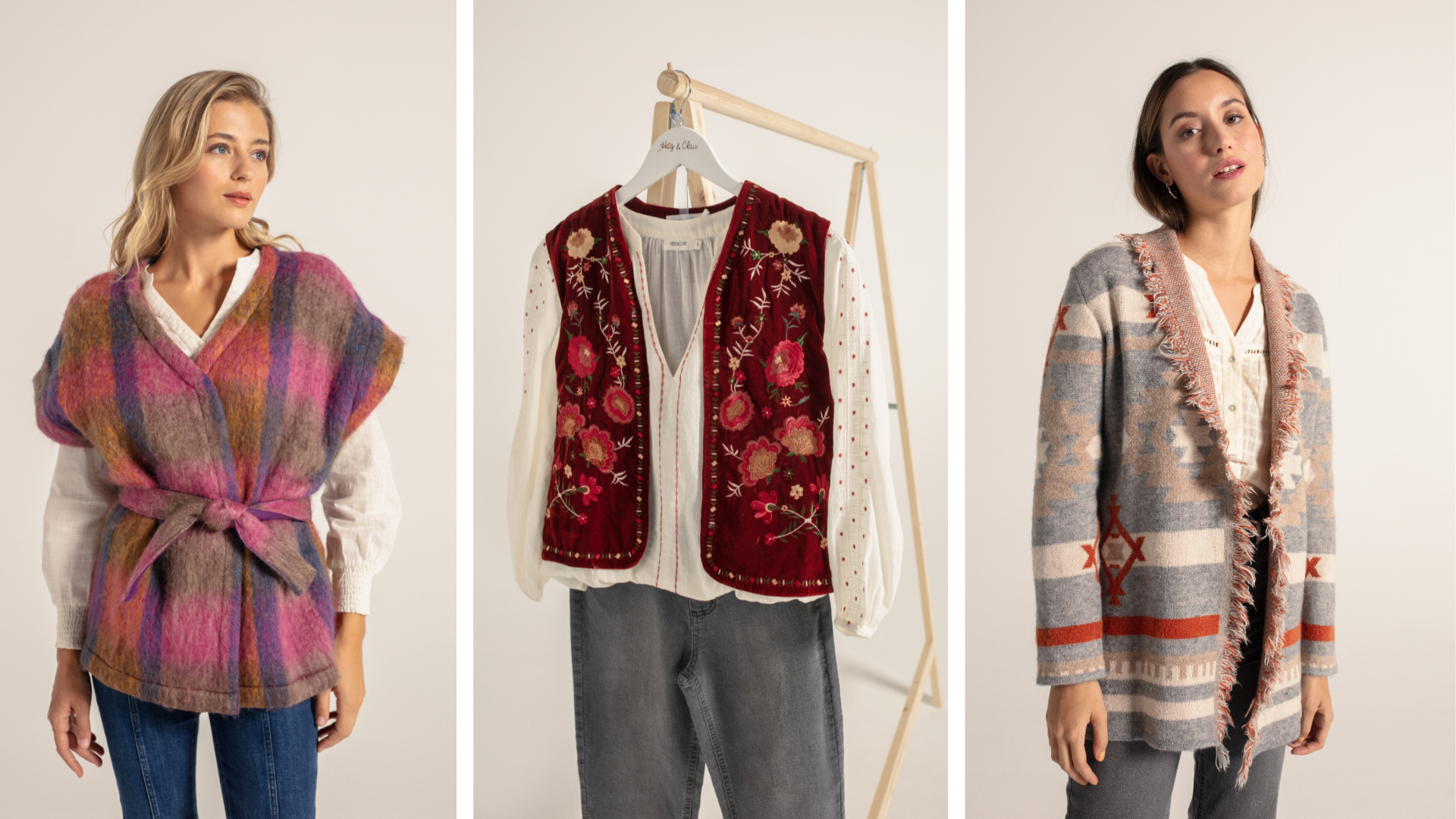 Moda boho de otoño y sus prendas icono: chalecos bordados y cárdigans étnicos